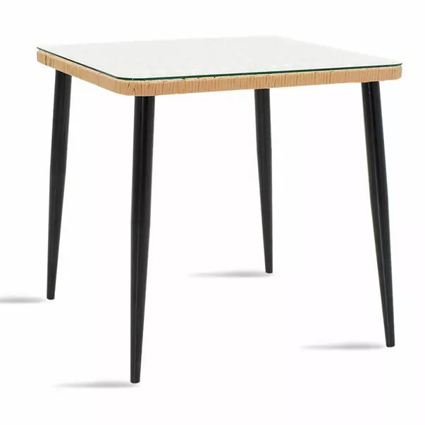 Set de gradina Pakoworld Naoki metal negru/poliratan natural 5 piese picture - 2