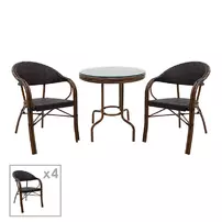 Set de gradina Pakoworld Paula 5 piese metal/sticla maro