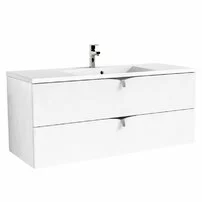Set dulap baza suspendat alb Oristo Siena cu 2 sertare si lavoar din compozit Amelia 120 cm