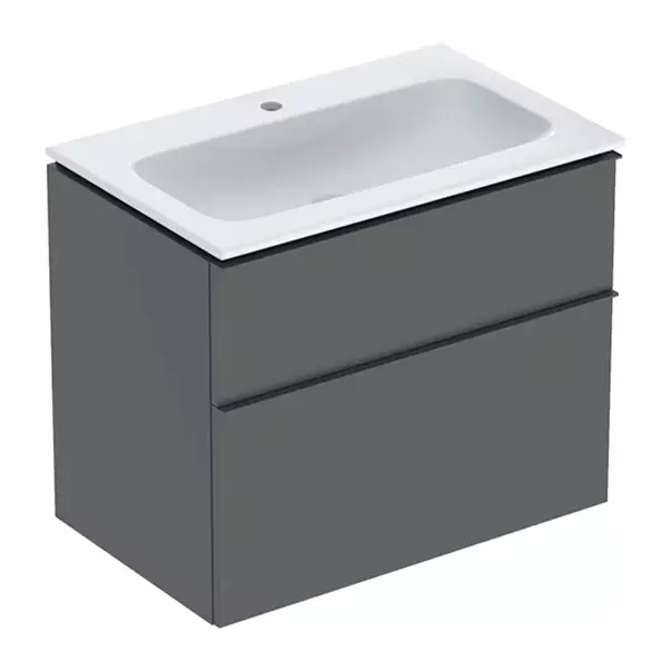 Set dulap baza suspendat Geberit iCon lava mat 2 sertare si lavoar 75 cm alb
