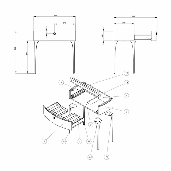 Set dulap baza suspendat Oristo Louis alb 1 sertar cu blat alb 82 cm picture - 5