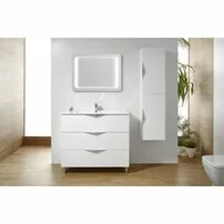 Set dulap pe picioare Gala Agata si lavoar Gala Emma mdf alb 100 cm
