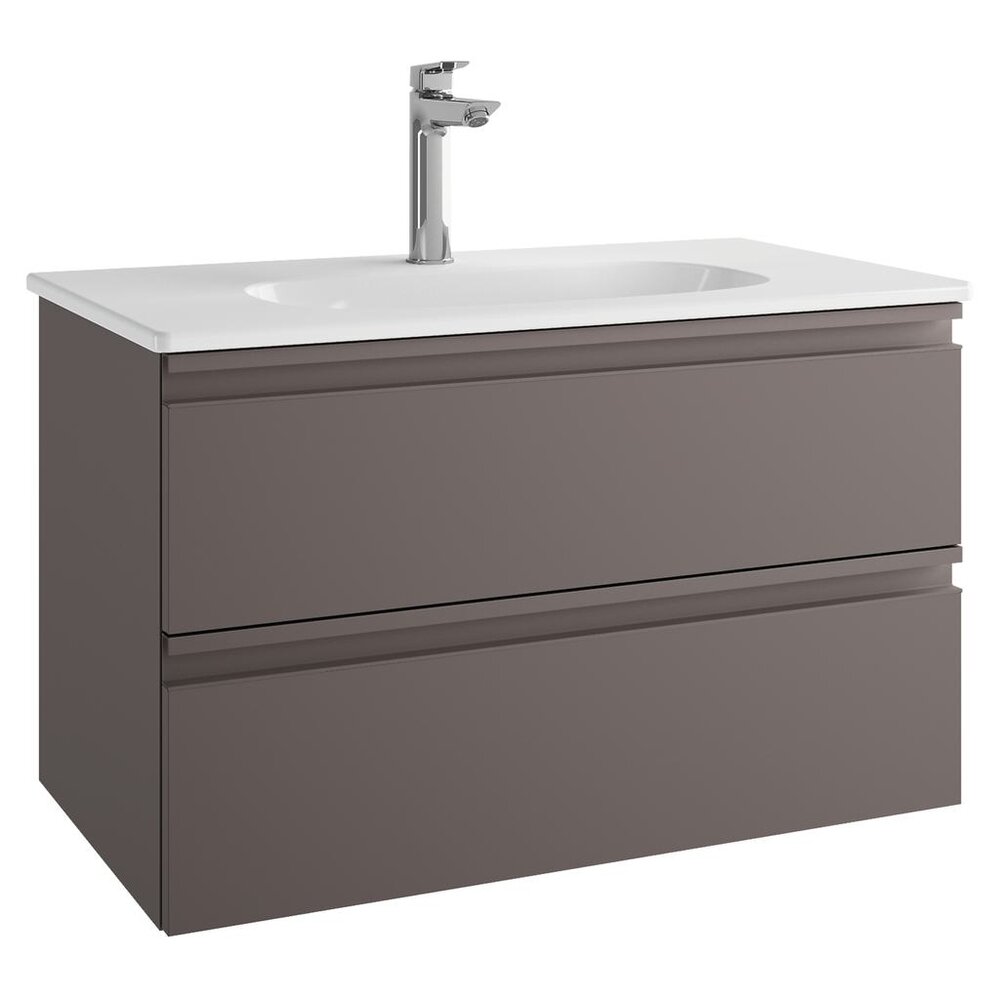 Set dulap suspendat si lavoar Ideal Standard Tesi mdf gri 80 cm baie imagine 2022