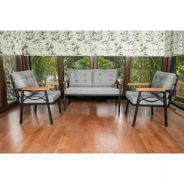 Set pentru gradina Asir Damla 3 piese negru/gri picture - 1