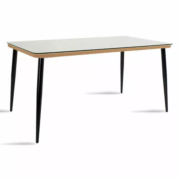 Set pentru gradina Pakoworld Naoki 7 piese metal negru/poliratan natural picture - 1