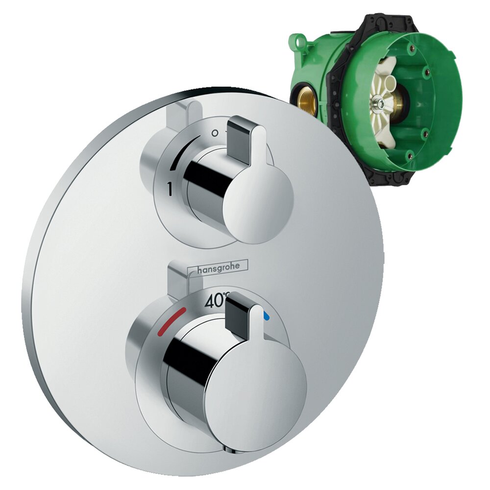 Set promo baterie dus termostatata Hansgrohe Ecostat S cu montaj incastrat, doua functii + iBox