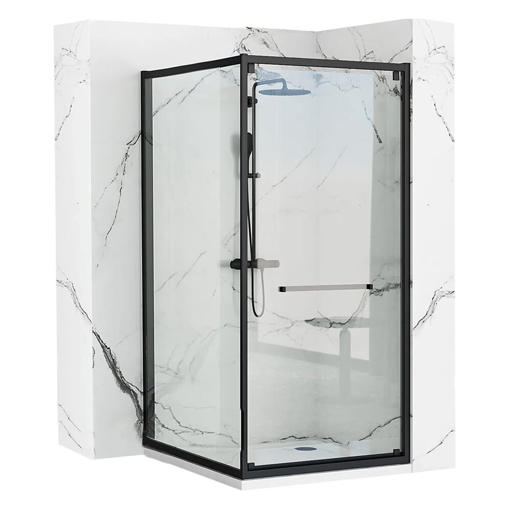 Set promo cabina dus cu cadita de dus dreptunghiulara Rea Space In 80×100 negru mat neakaisa.ro