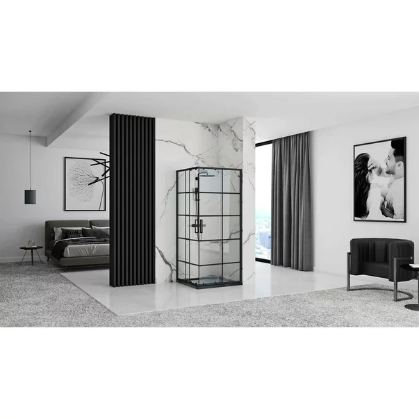 Cabina dus cu cadita de dus patrata si usi glisante Rea Concept 90x90 alb picture - 3