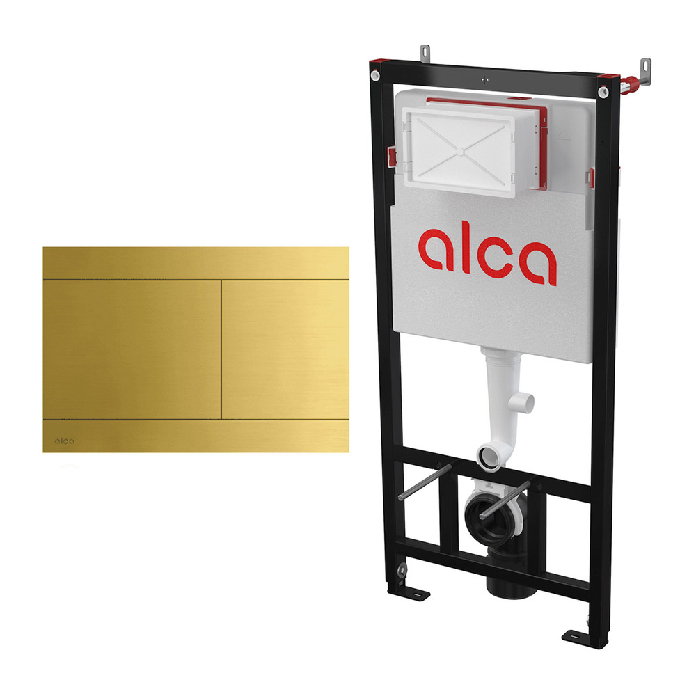 Set rezervor WC cu cadru incastrat Alcadrain AM101/1120 si clapeta de actionare FUN-BRASS alama actionare