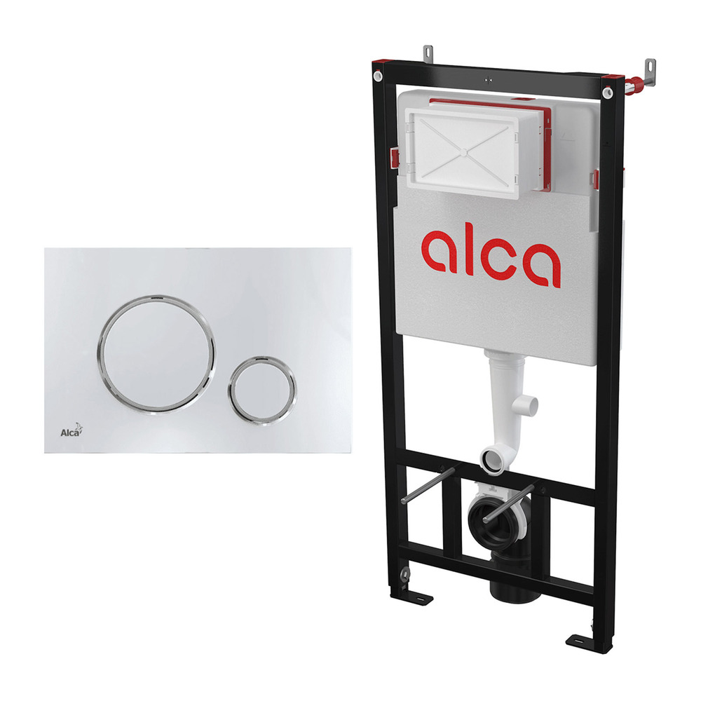 Set rezervor WC cu cadru incastrat Alcadrain AM101/1120 si clapeta de actionare Thin M771 crom lucios – crom mat Alcadrain imagine 2022