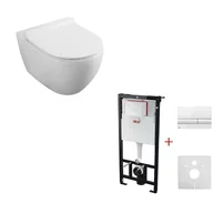 Set rezervor incastrat Alcadrain cu clapeta si vas wc suspendat Fluminia Minerva cu capac softclose