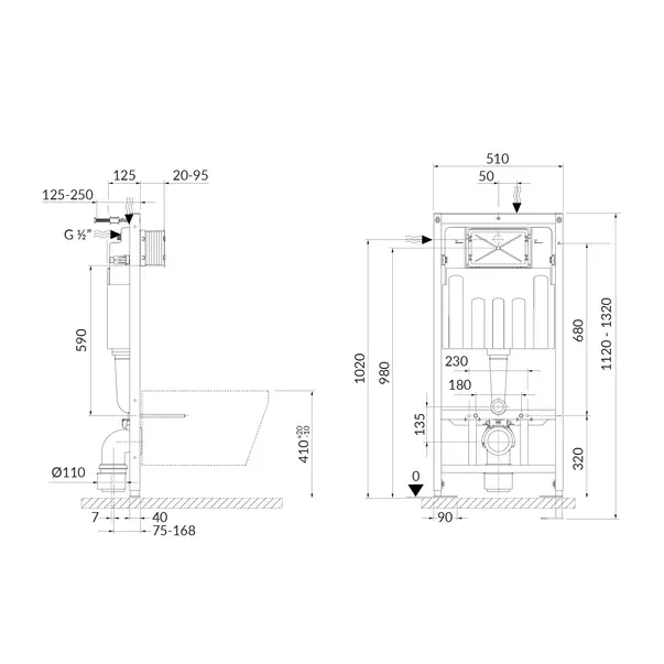 Set rezervor WC cu cadru incastrat Cersanit Tech Line Opti B652 si clapeta de actionare B2 crom lucios picture - 3
