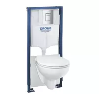Set rezervor WC Grohe Solido 5 in 1 si clapeta crom Skate Cosmopolitan plus vas WC Bau Ceramic cu capac softclose