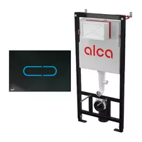 Set rezervor WC cu cadru incastrat Alcadrain AM101/1120 si clapeta de actionare NIGHT LIGHT-1 negru cu senzor plus sursa de alimentare 230 V