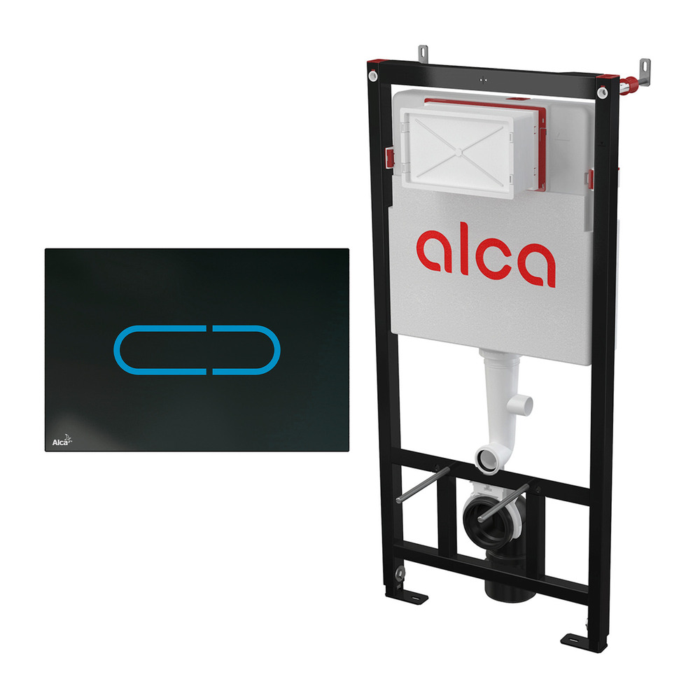 Set rezervor WC cu cadru incastrat Alcadrain AM101/1120 si clapeta de actionare NIGHT LIGHT-1 negru cu senzor plus sursa de alimentare 230 V Alcadrain imagine 2022