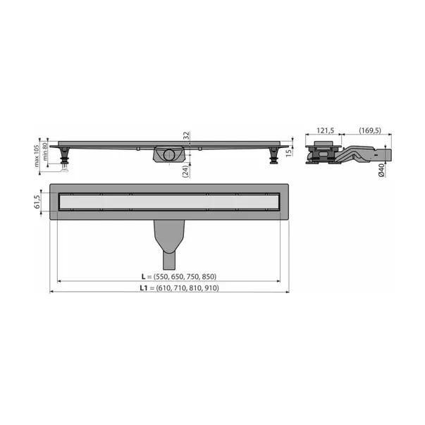 Set rigola cu capac faiantabil Alcadrain APZ2012-OPTION6 Optimal 75 cm picture - 5