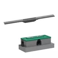 Set rigola pentru dus plus capac Hansgrohe RainDrain Flex ajustabil 80 cm negru - crom periat