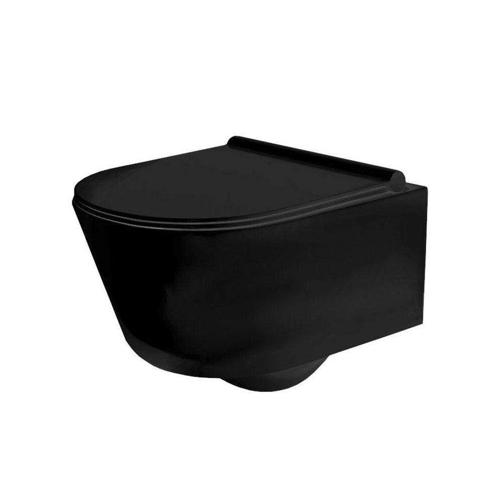 Set vas wc negru suspendat Rea Porter rimless capac slim softclose Baie