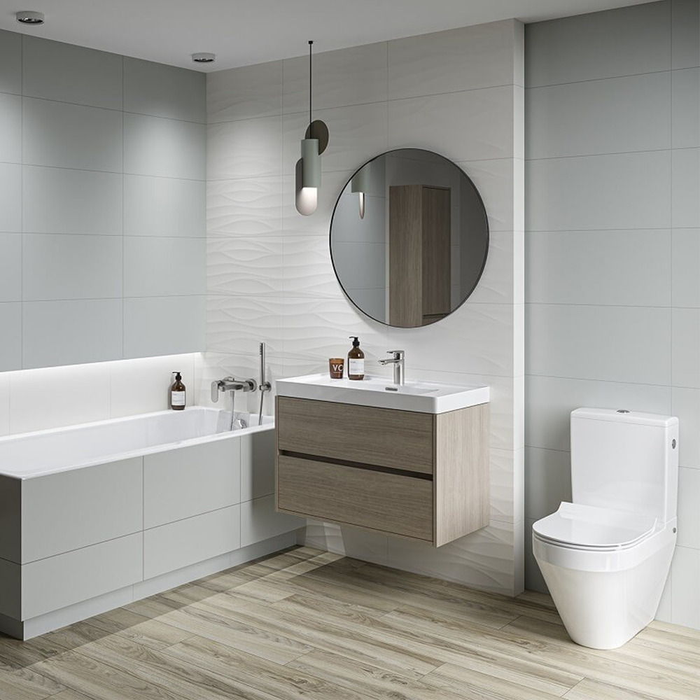 Set vas WC pe pardoseala Cersanit Crea back-to-wall cu capac softclose slim alb alb