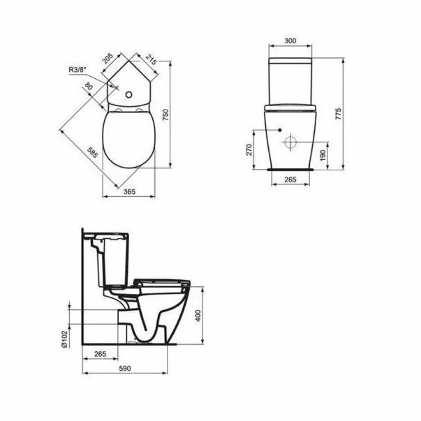 Set vas wc pe pardoseala cu rezervor pe colt si capac softclose Ideal Standard Connect Space picture - 5
