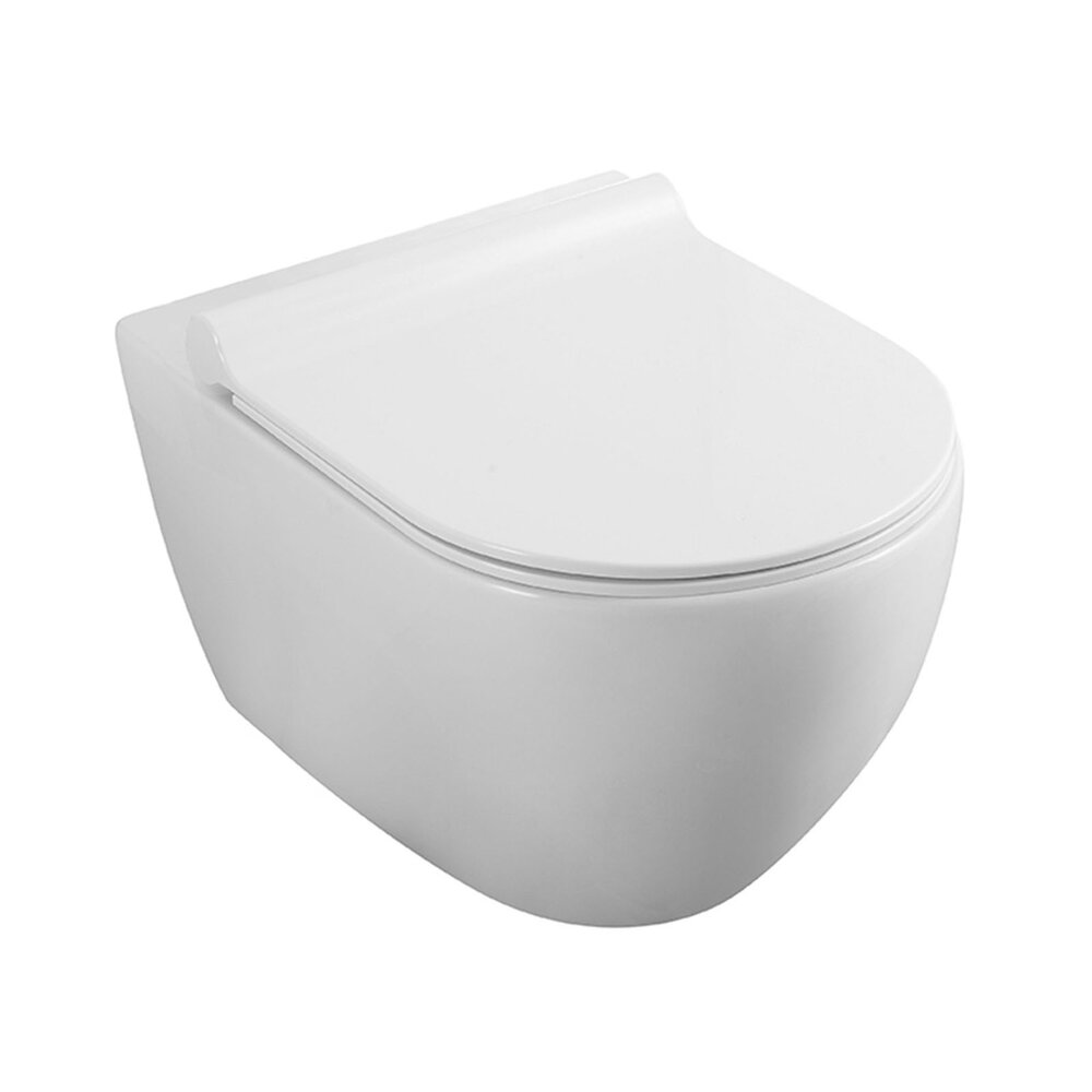Set vas WC suspendat Fluminia Minerva rimless cu capac softclose alb Alb