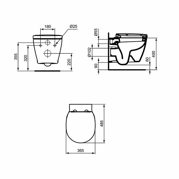 Set vas wc suspendat cu capac softclose Ideal Standard Connect Space cu fixare ascunsa picture - 7