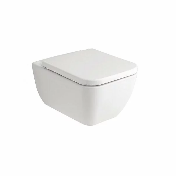 Set vas WC suspendat Gala Emma Square Rimless cu capac softclose alb si bideu picture - 3