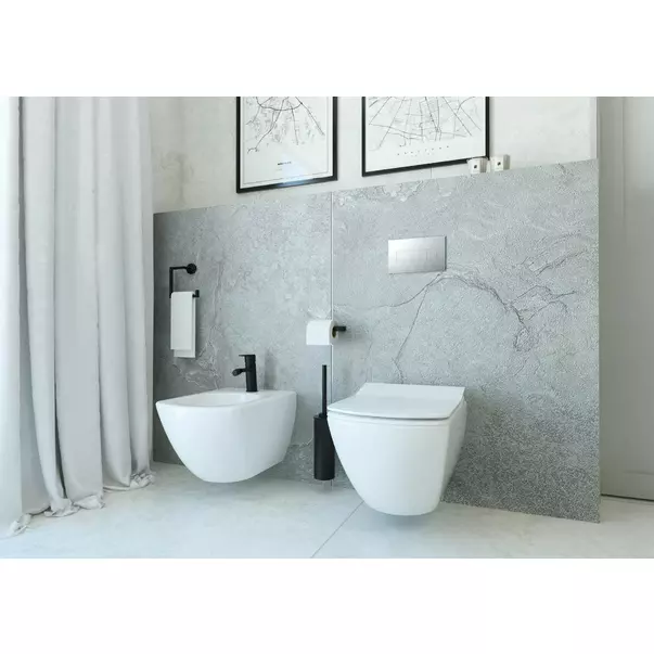 Set vas WC suspendat Deante Anemon Zero alb cu cadru de toaleta, rezervor ascuns si cu buton de actiune crom picture - 6