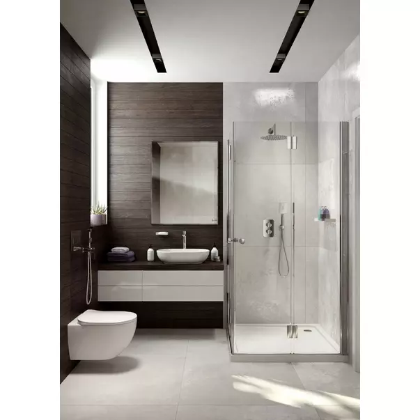 Set vas WC suspendat Deante Peonia Zero alb cu cadru de toaleta, rezervor ascuns si buton de actiune crom picture - 3