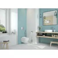 Set vas WC suspendat Deante Peonia Zero alb cu cadru de toaleta, rezervor ascuns si buton de actiune crom picture - 7