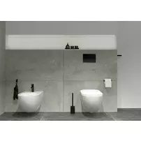 Set vas WC suspendat Deante Peonia Zero alb cu cadru de toaleta, rezervor ascuns si buton de actiune negru picture - 2