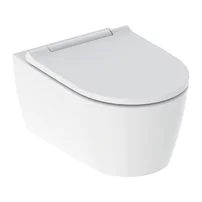 Set vas wc suspendat Geberit One TurboFlush alb mat cu capac softclose crom