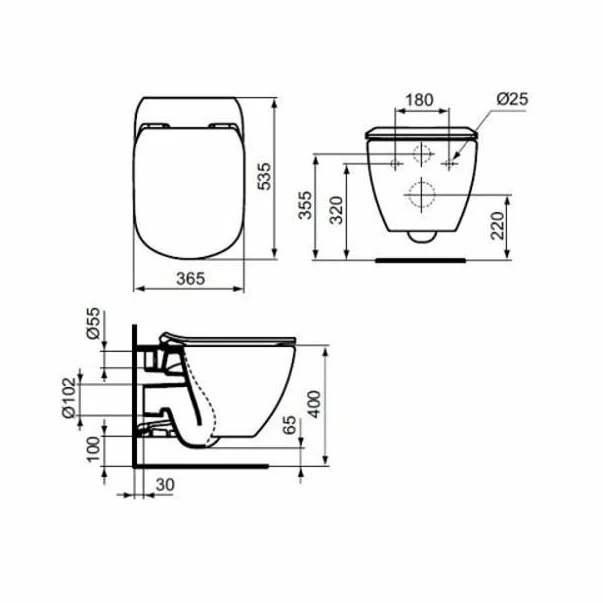 Set vas wc suspendat Ideal Standard Tesi AquaBlade cu capac inchidere normala si rezervor Ideal Standard Prosys picture - 4