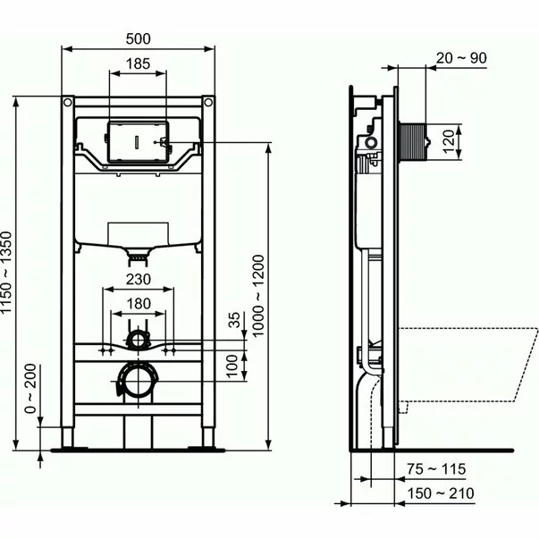 Set vas wc suspendat Ideal Standard Tesi AquaBlade cu capac inchidere lenta si rezervor Ideal Standard Prosys picture - 5