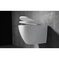 Set vas wc suspendat Rea Carlo Mini Basic rimless alb cu capac softclose picture - 5