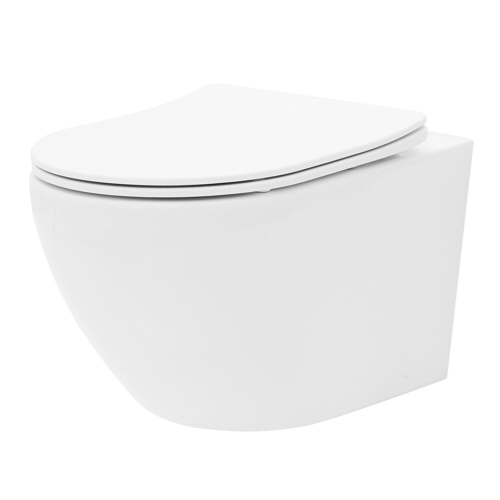 Set vas wc suspendat Rea Carlo Mini rimless alb cu capac softclose Set vas wc suspendat Rea Carlo Mini rimless alb cu capac softclose