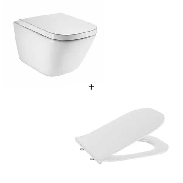 Set vas wc suspendat Roca The Gap rimless cu capac softclose slim