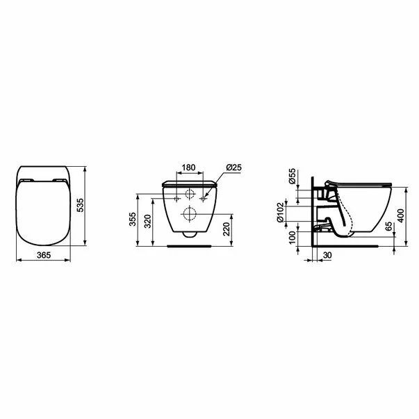 Set vas wc suspendat Ideal Standard Tesi Aquablade cu capac slim softclose picture - 8