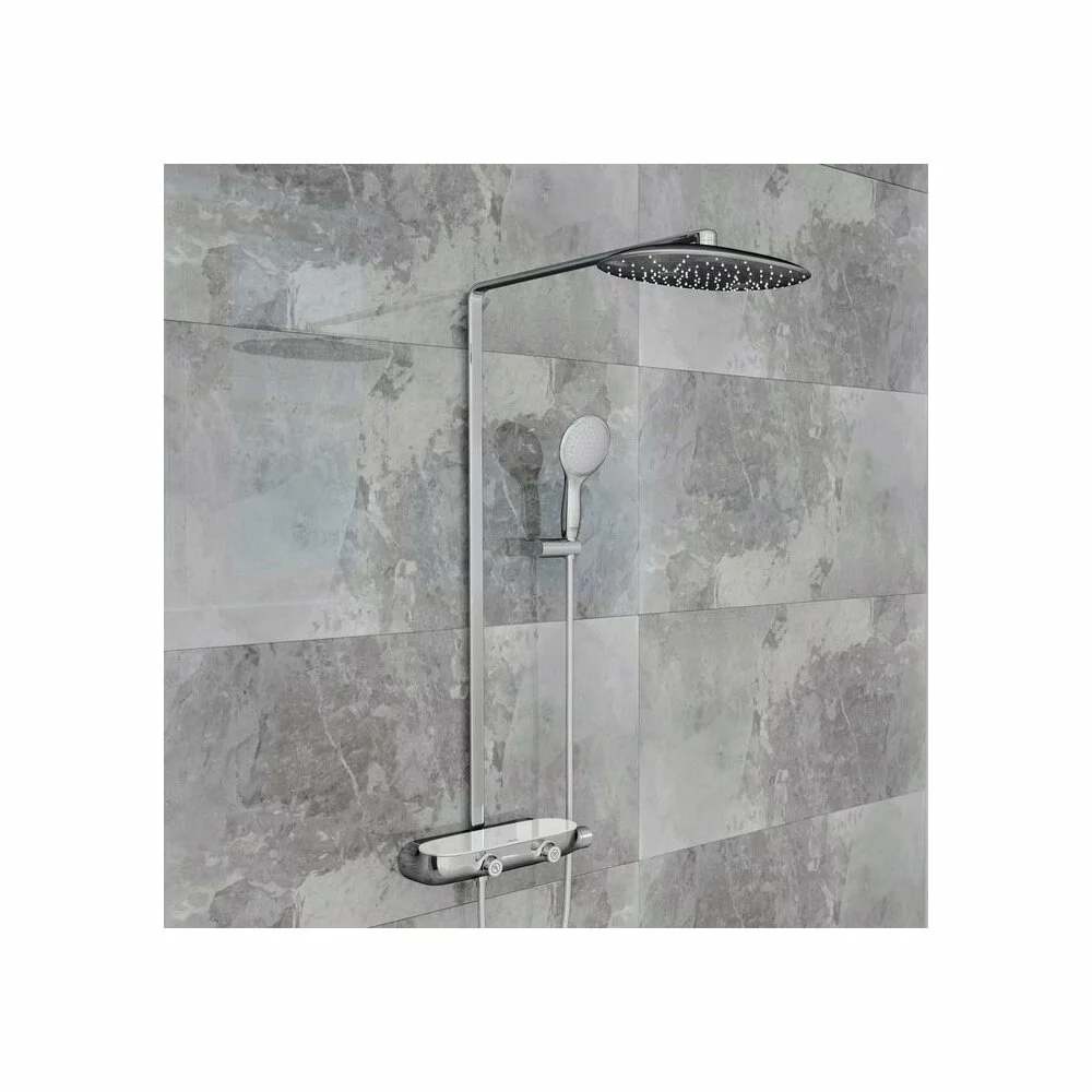 Coloana de dus cu baterie termostatata crom - alb Grohe RainShower
