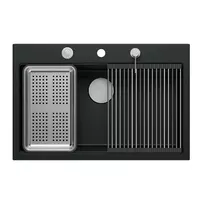 Statie de lucru incastrata Quadron Unique Marc negru carbon - inox 76x50 cm picture - 11