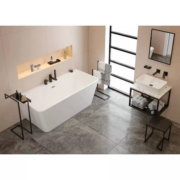 Suport freestanding Deante Mokko cu raft  negru/mat picture - 7
