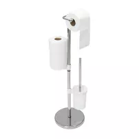 Suport hartie igienica Rea cu spatiu rezerve si perie WC crom lucios