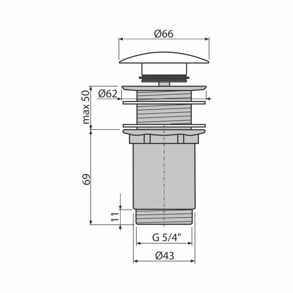 ventil-lavoar-metalic-cu-click