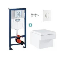 Комплект казанче Grohe Rapid SL с бяла клапа Skate Air и тоалетна чиния Grohe Cube Ceramic Triple Vortex PureGuard с плавно затваряне