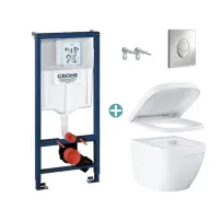 Комплект казанче Grohe Rapid SL с хромиран капак Skate Air и тоалетна чиния Grohe Euro Ceramic Triple Vortex с плавно затваряне