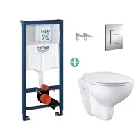 Комплект казанче Grohe Rapid SL с капак Skate Cosmopolitan и тоалетна чиния Grohe Bau Ceramic Rimless с капак с плавно затваряне