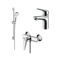 Комплект смесител за мивка Hansgrohe Novus 100 и комплект душ Crometta, хромиран