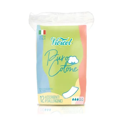 Absorbante fara aripioare din bumbac hipoalergenic, 3 picaturi, 12bucati, VIVICOT