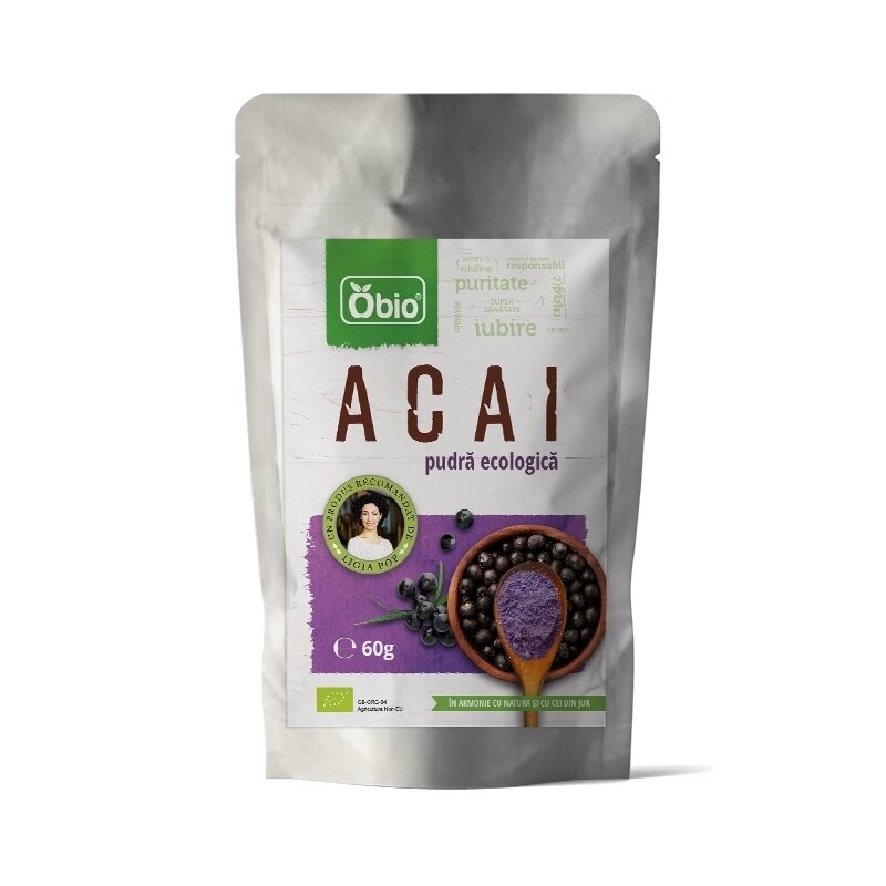 Acai pulbere raw bio, 60g - Obio