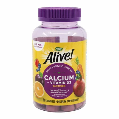 Alive!®,Calcium + D3 Gummies, Nature`s Way , 60 jeleuri, Secom